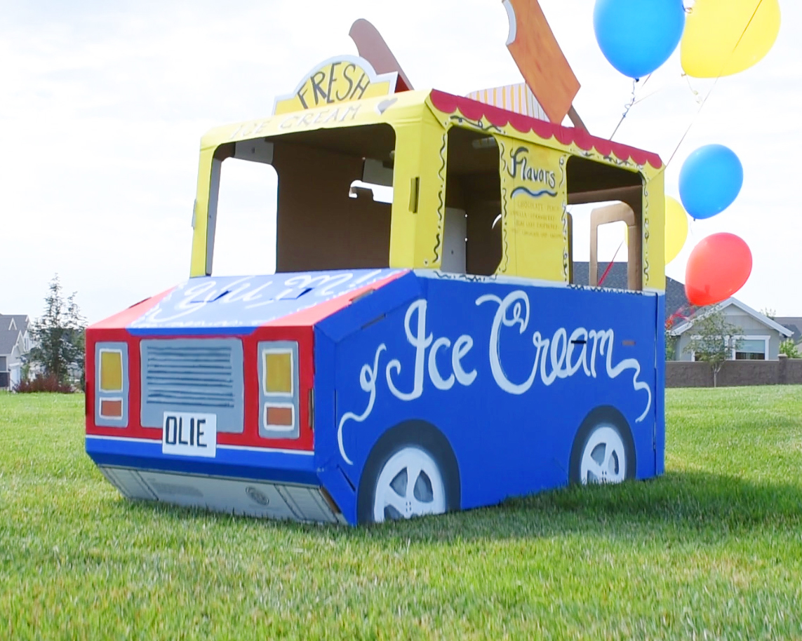 Hand Painted Cardboard Ice Cream Truck for “Tidal Wave” – behind the scenes of the music video